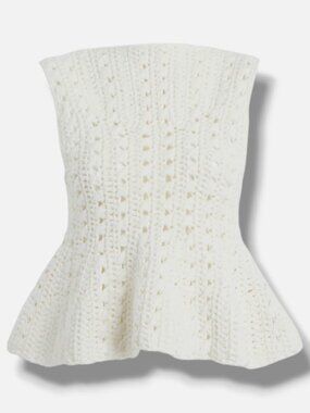 Khaite Women's White Yuka Crocheted Top Shirt Size L